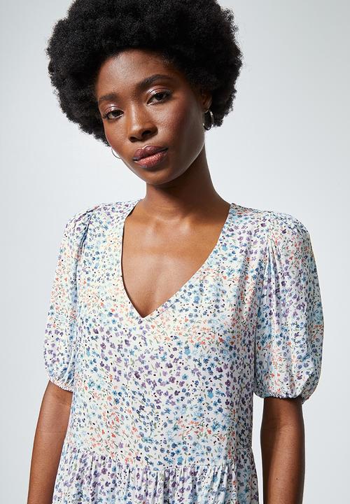 Superbalist - Tie back v-neck dress with tier - multi