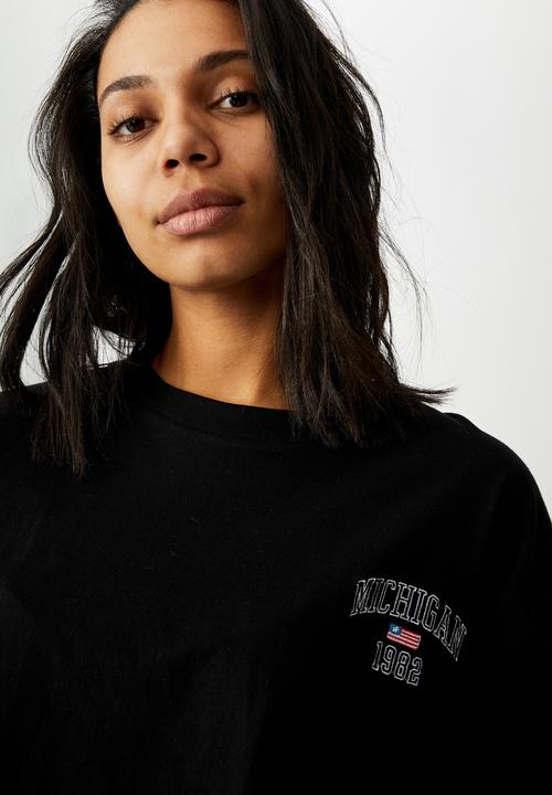 Cotton On - Chopped boyfriend tee - black