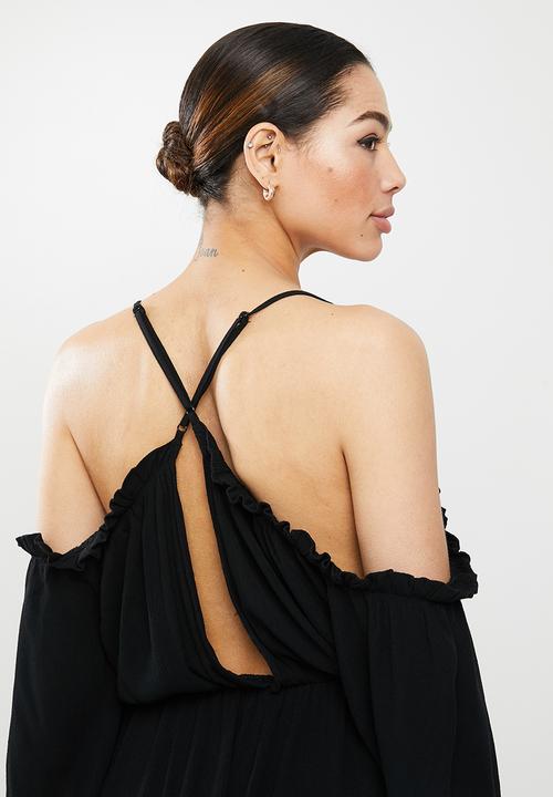 Missguided - Cold shoulder playsuit - black