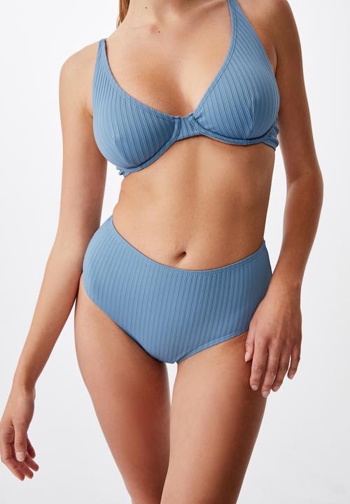 Cotton On - Highwaisted full bikini bottom - bluestone rib