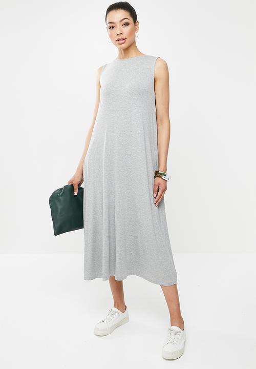 edit - Highneck pocket swing dress - grey 