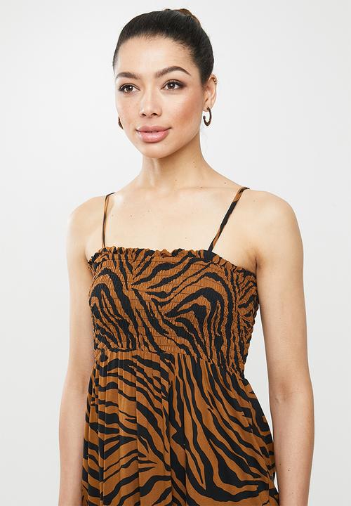 edit - Smocked dress - black & brown
