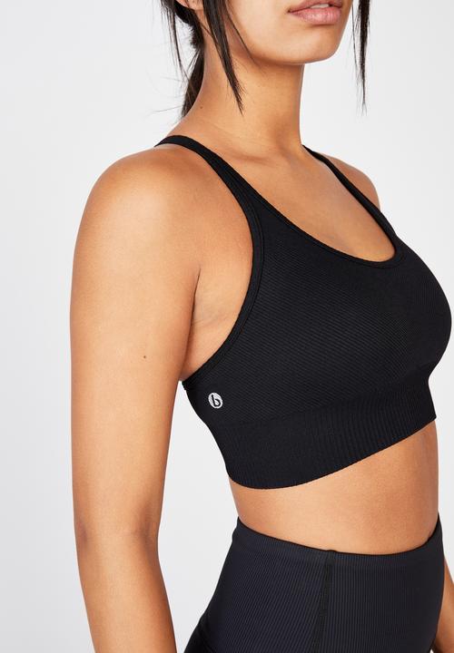 Cotton On - Lifestyle rib seamless crop - black