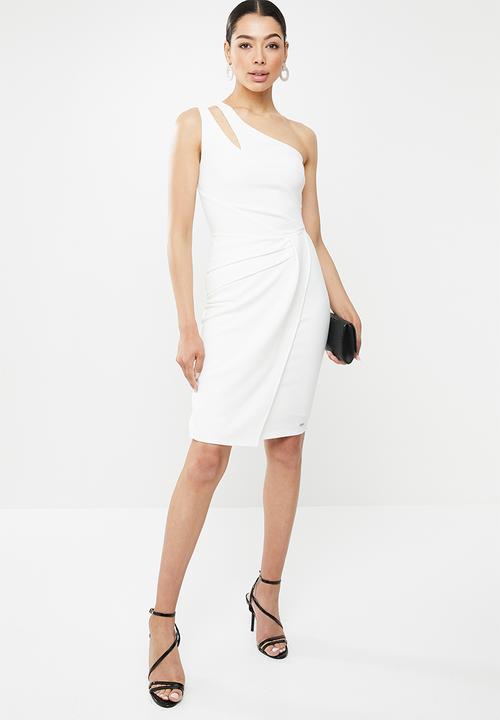 SISSY BOY - Girl boss: one shoulder dress with ruching - white