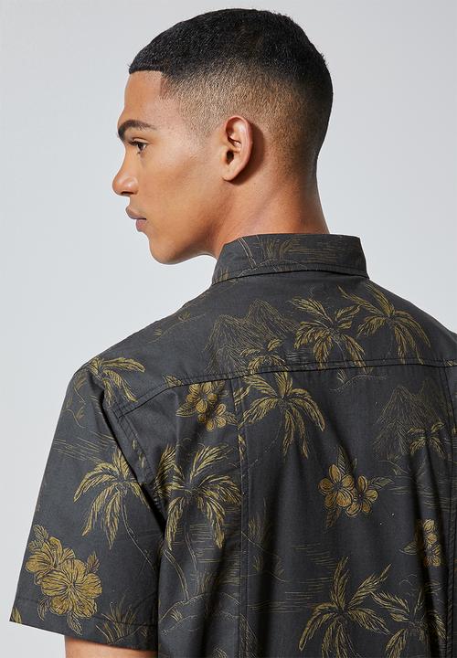 Superbalist - Theo regular fit pattern shirt - black & brown 