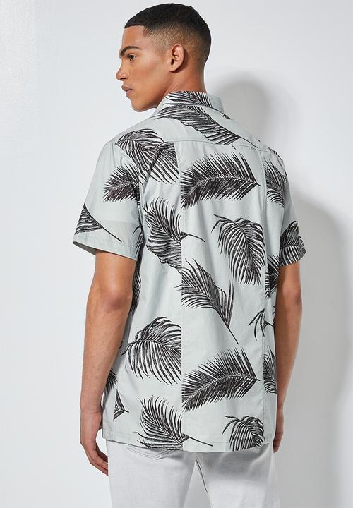 Superbalist - Theo regular fit pattern shirt - grey & black 