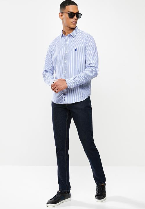 Pringle of Scotland - Daxton long sleeve styled short - blue & white 