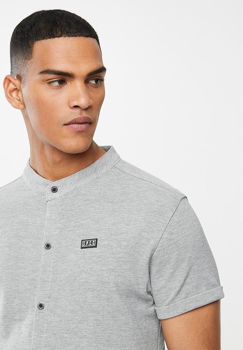 S.P.C.C - Kent signature button through knit shirt - grey 