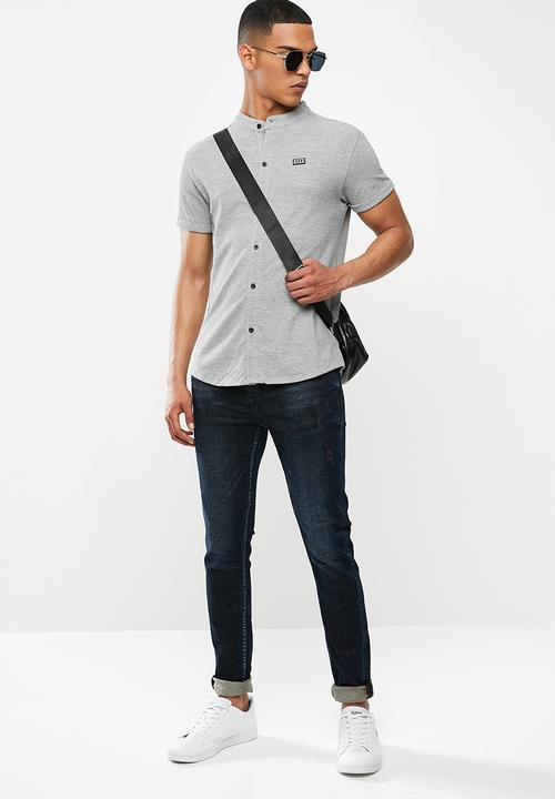 S.P.C.C - Kent signature button through knit shirt - grey 