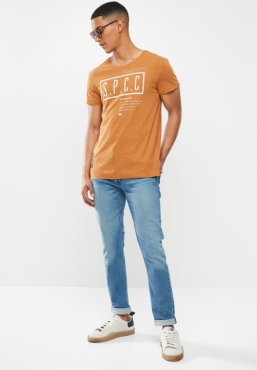 S.P.C.C - Rangoon fashion side slit straight hem T-shirt - tan