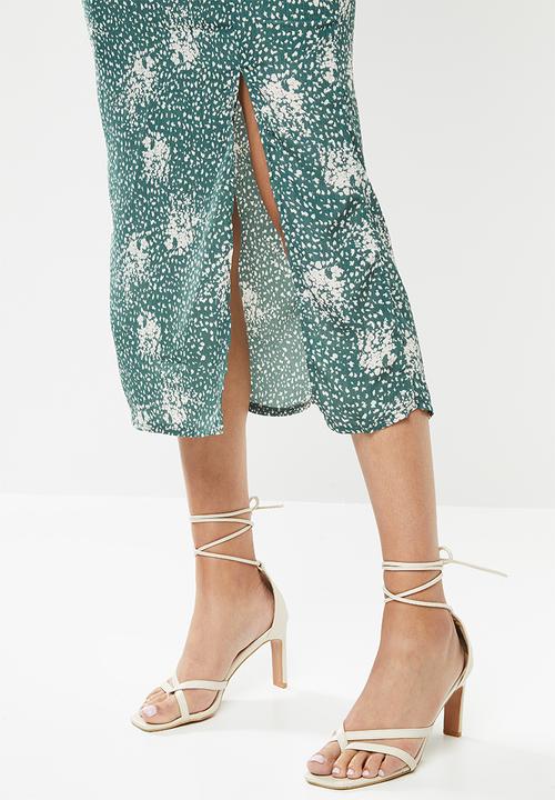 Missguided - Green printed midi slip skirt - green