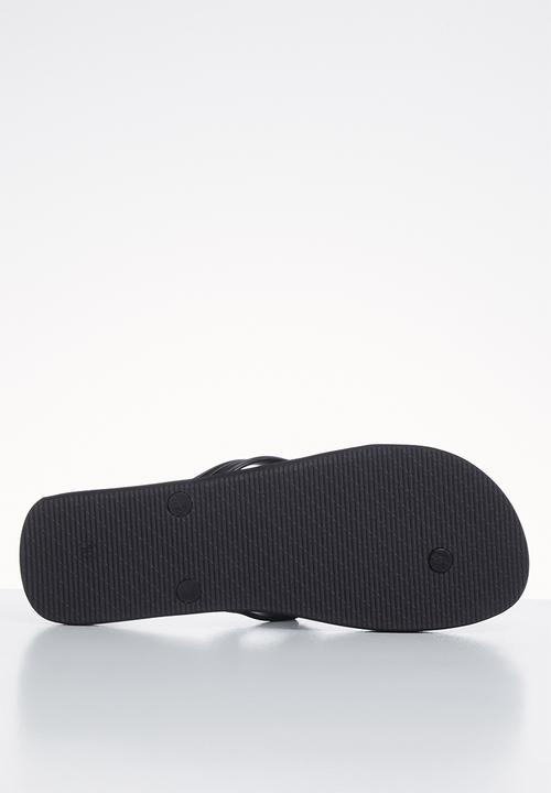 POLO - Andy plain striped flip flop - black