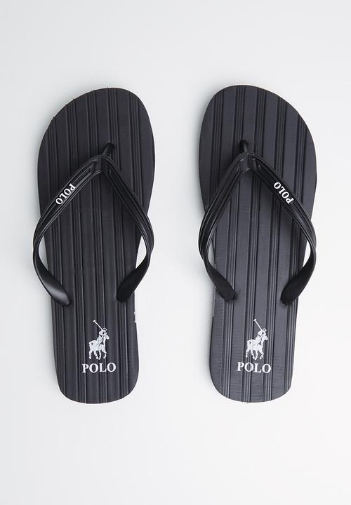 POLO - Andy plain striped flip flop - black