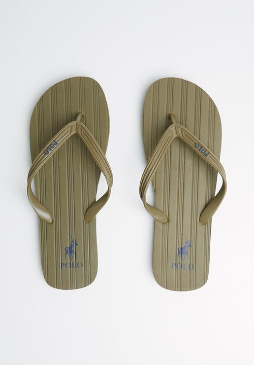 POLO - Andy plain striped flip flop - olive