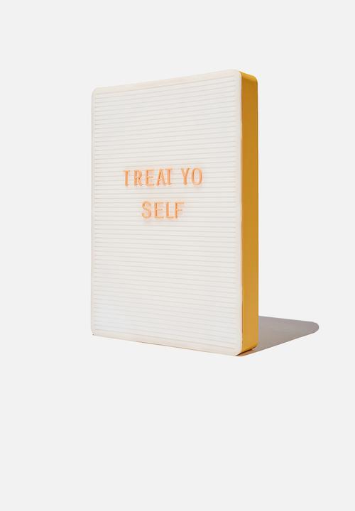 Typo - Peg board light box - mustard & peach