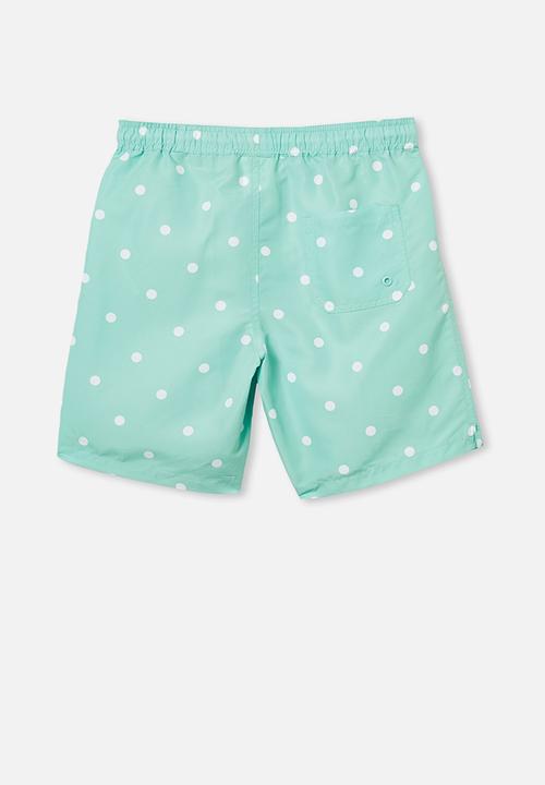 Free by Cotton On - Boys bailey boardshort - green & white 
