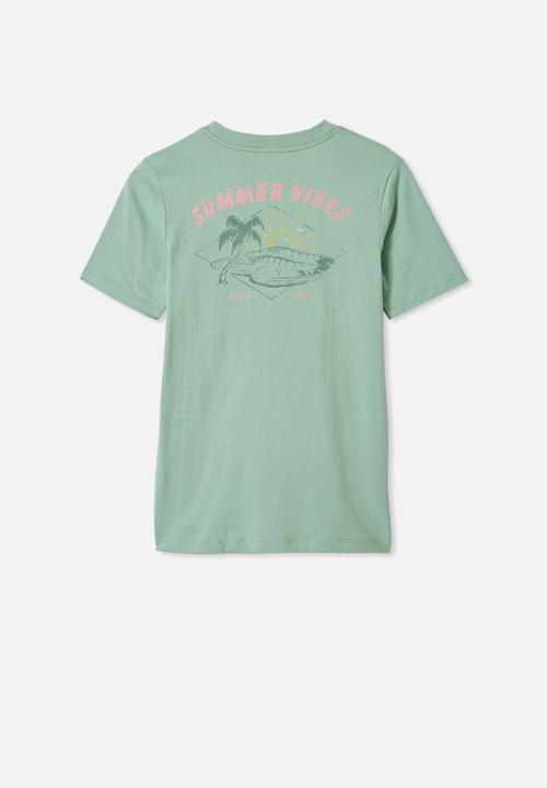 Free by Cotton On - Free boys skater short sleeve tee - green 