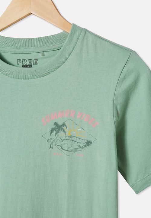 Free by Cotton On - Free boys skater short sleeve tee - green 