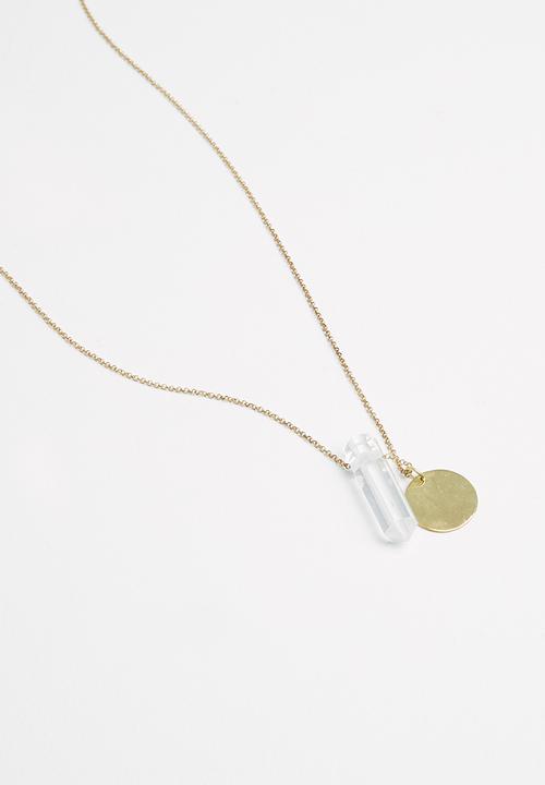 Matter of Fakt - Clear crystal pendant necklace - brass
