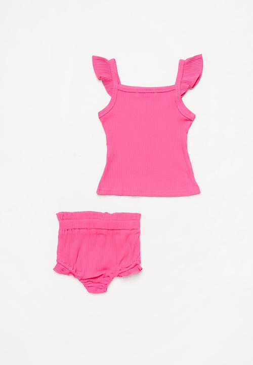 Baby Star - Girls 2 piece ruffle set - pink