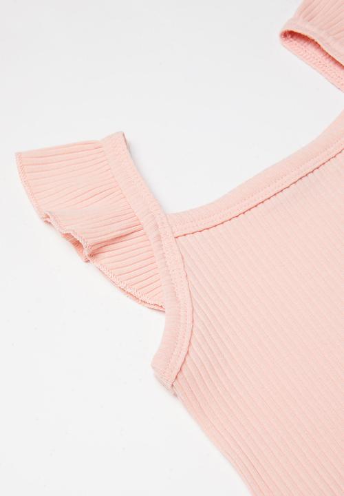 Baby Star - Girls 2 piece ruffle set - peach