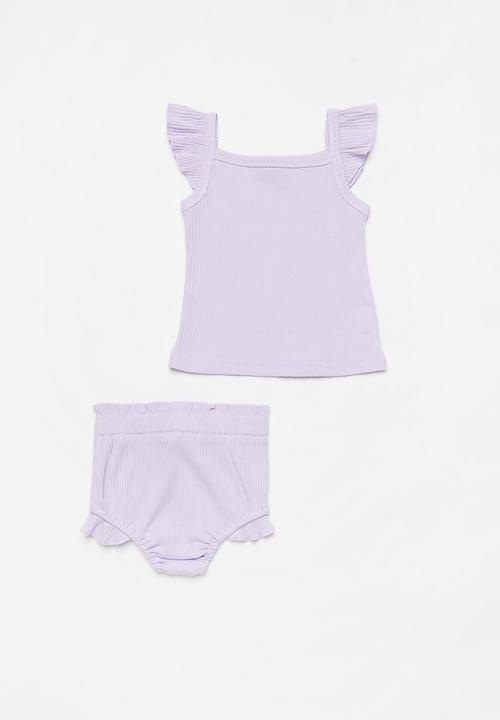 Baby Star - Girls 2 piece ruffle set - purple