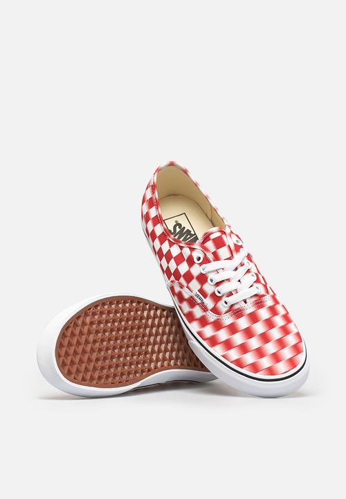 Vans - Authentic - (blur check) true white & red