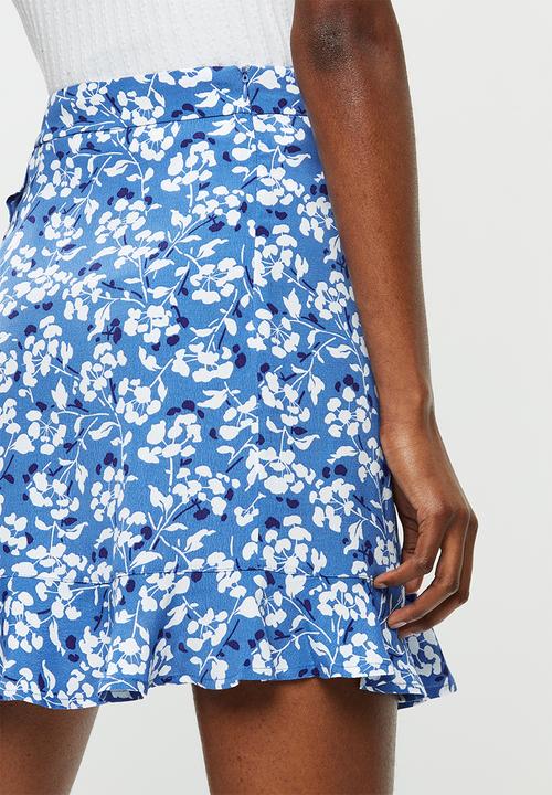 MANGO - Skirt delhi - blue & white
