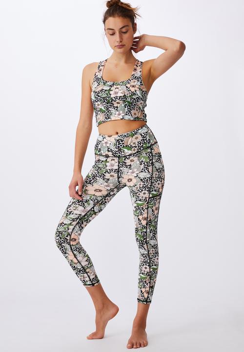 Cotton On - Love you a latte 7/8 active tight - tropical leopard