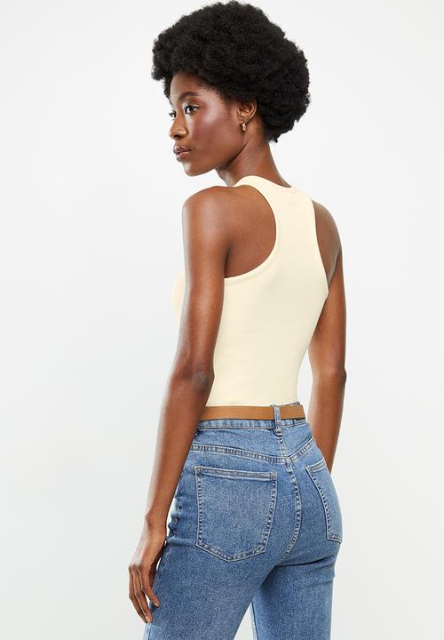 Me&B - Racer neck rib vest - neutral