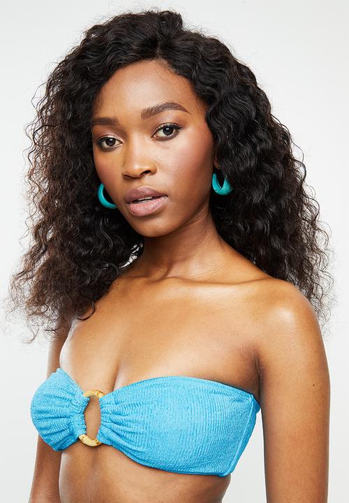 Missguided - Bandeau ring front bikini top - blue