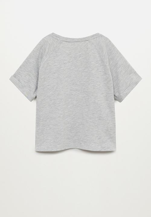 MANGO - Velvet short sleeve tee - grey