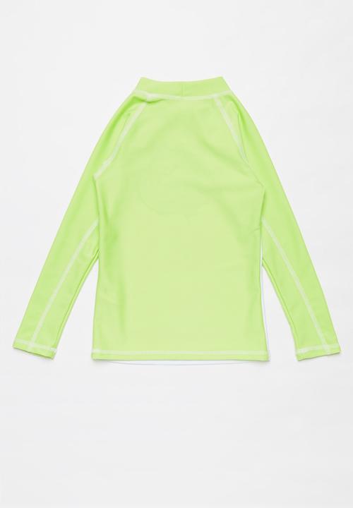Pop Candy - Boys long sleeve rashvest - green & white