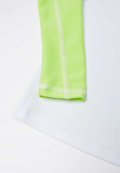 Pop Candy - Boys long sleeve rashvest - green & white