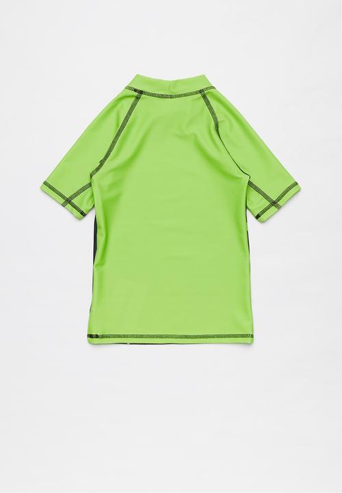 Pop Candy - Boys short sleeve rashvest - green & black