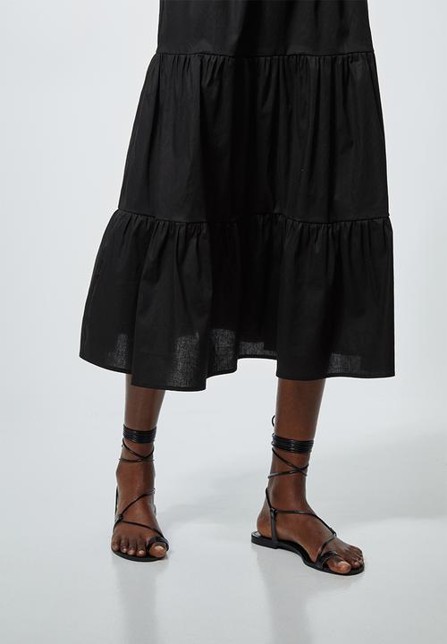 Superbalist - Poplin tiered midi skirt - black