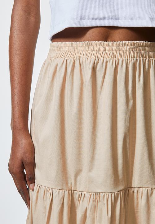 Superbalist - Poplin tiered midi skirt - beige