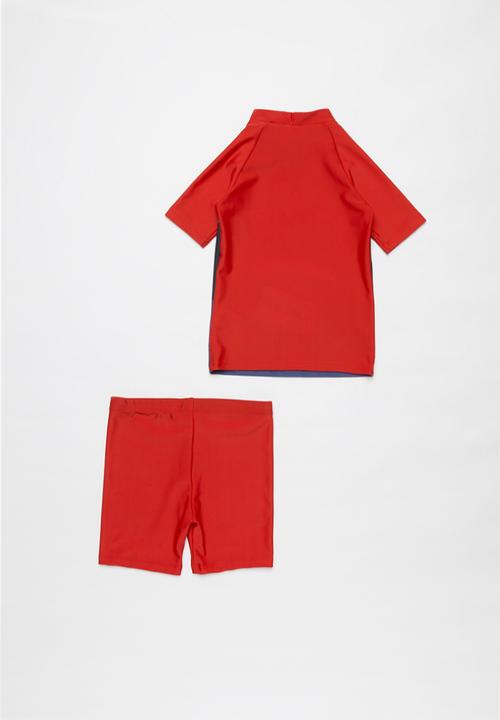 Pop Candy - Boys rashvest & shorts set - red & purple