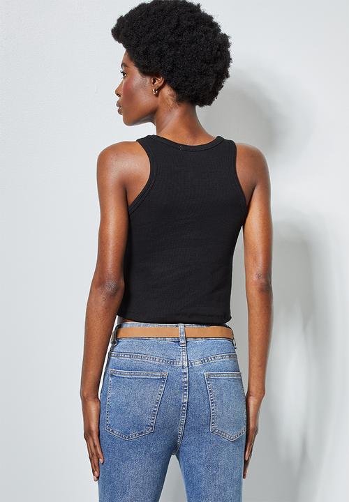 Superbalist - 2 Pack cropped rib vest - black & white