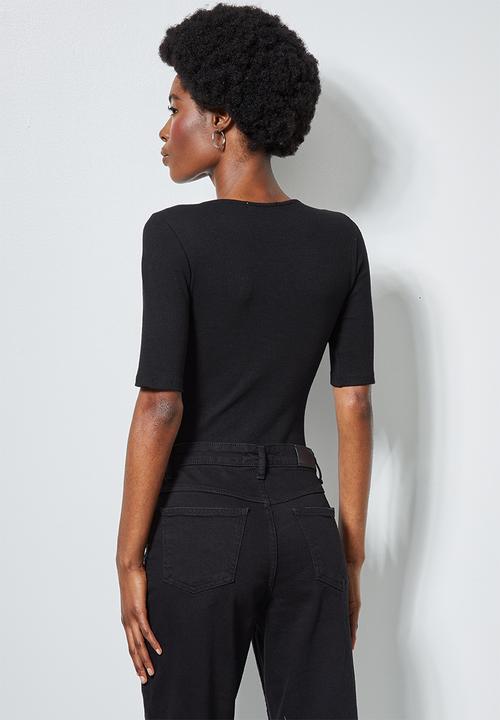 Superbalist - 2 Pack low scoop bodysuit - black & white