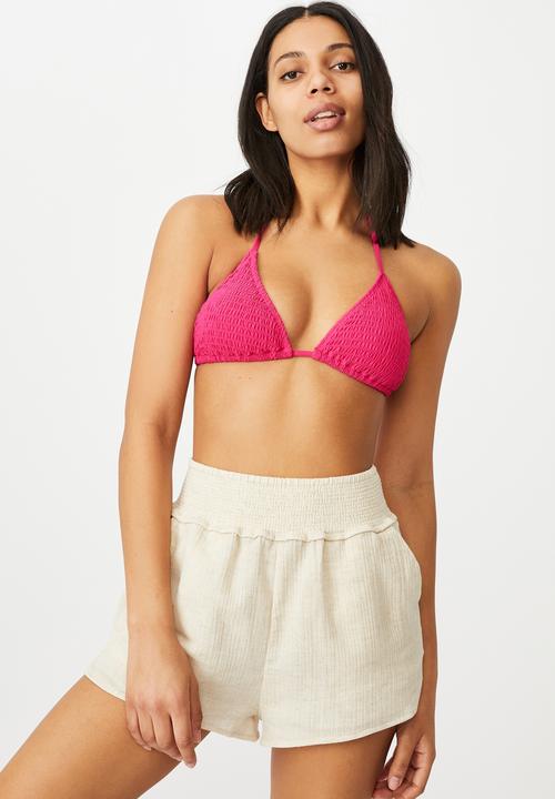 Cotton On - Shirred waist beach short - natural