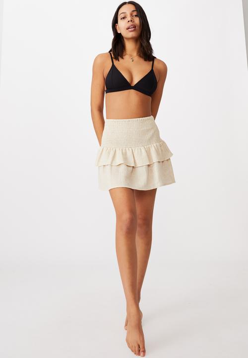 Cotton On - Shirred beach skirt - natural