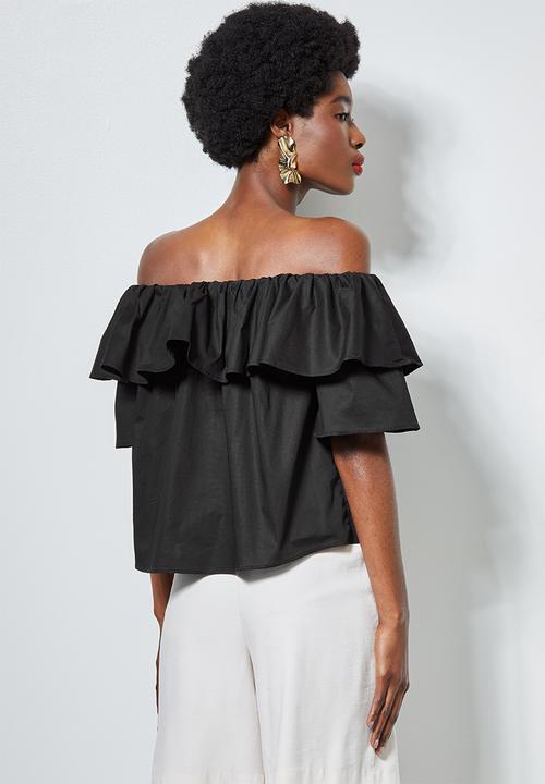 Superbalist - Double frill off the shoulder blouse - black