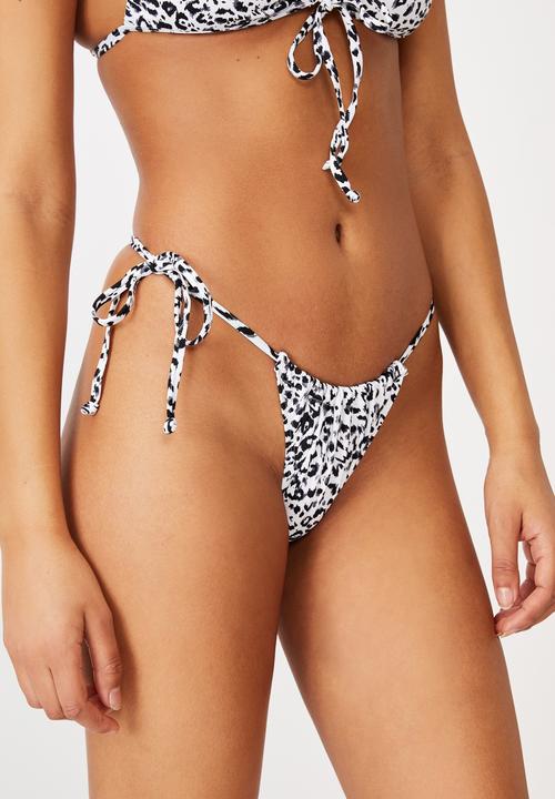 Cotton On - Gathered tie brazilian bikini bottom - mono leopard