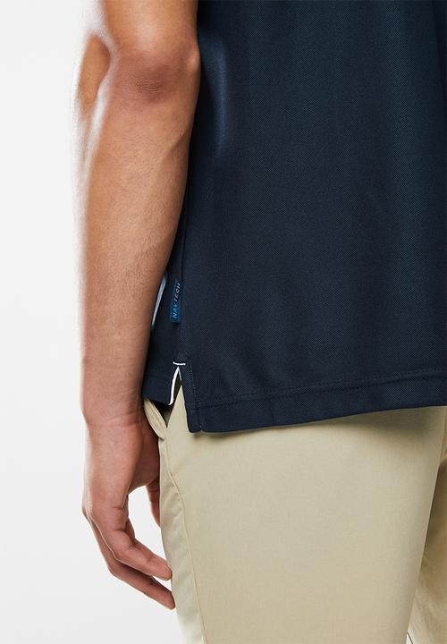 Nautica - Navtech printed polo - burgundy & navy 