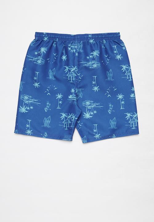 Rebel Republic - Tween boys printed board shorts - blue