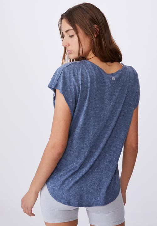 Cotton On - Active scoop hem tshirt - steel blue marle