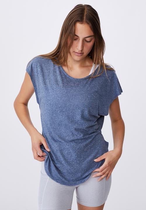 Cotton On - Active scoop hem tshirt - steel blue marle
