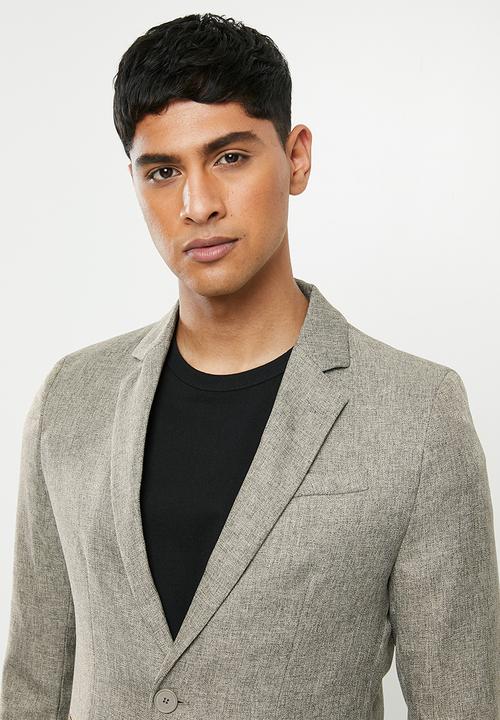 Jonathan D - Two button single breasted blazer with notched lapel - stone