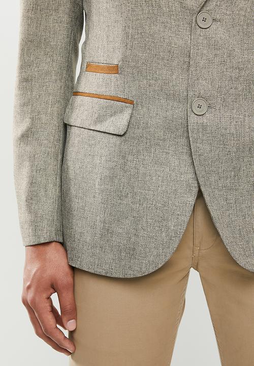 Jonathan D - Two button single breasted blazer with notched lapel - stone